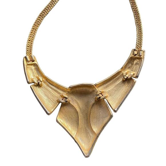 Vintage Enamel Choker Necklace gold tone with copper/gold enamel 1980s - Picture 8 of 8